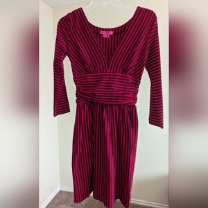 Vintage Betsey Johnson Black and Red Stripe Dress, Size Small